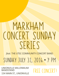 Markham Concert Sunday Series Letter